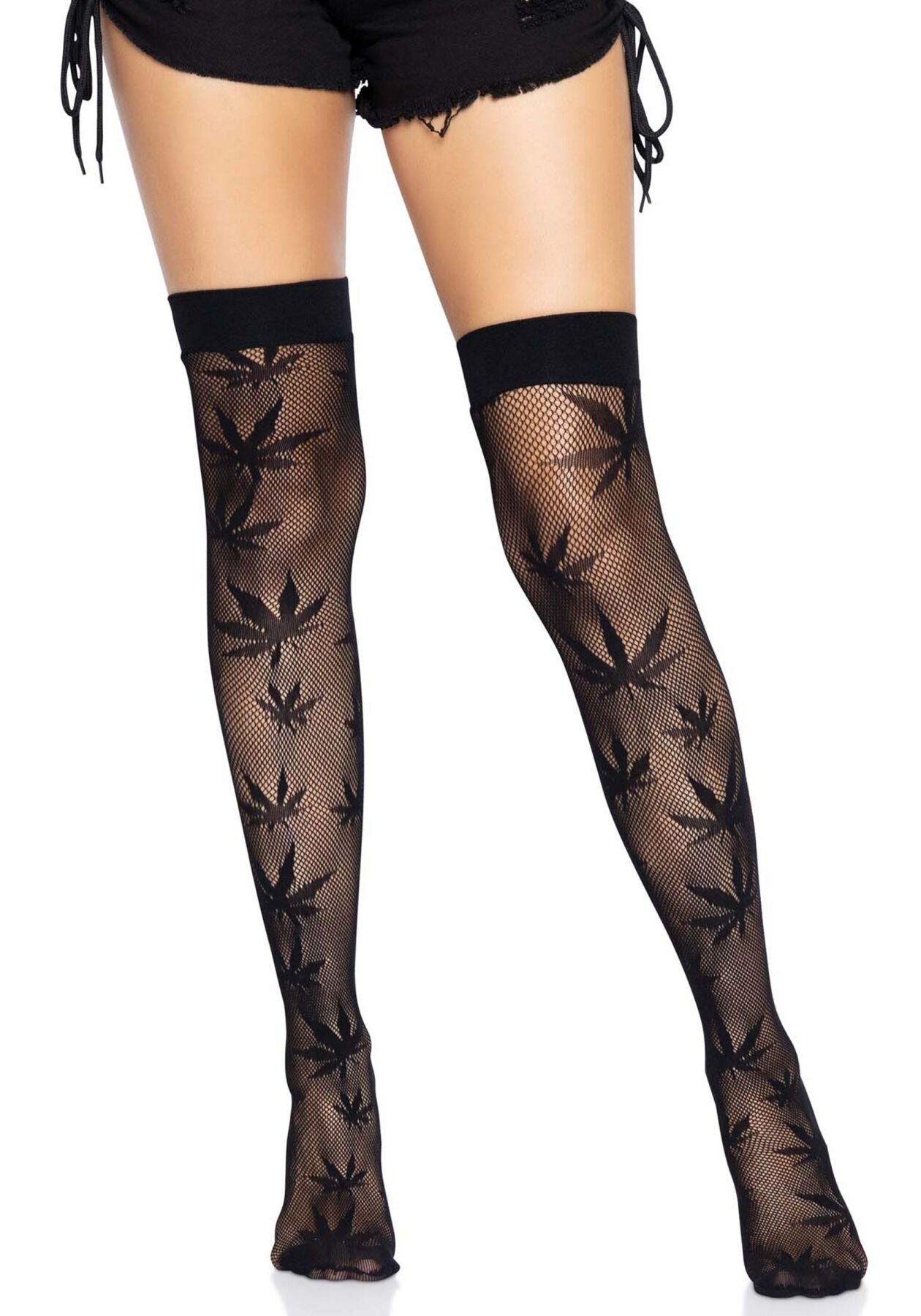 Leg Avenue (США) Панчохи з малюнком Leg Avenue 420 Net thigh highs Black
