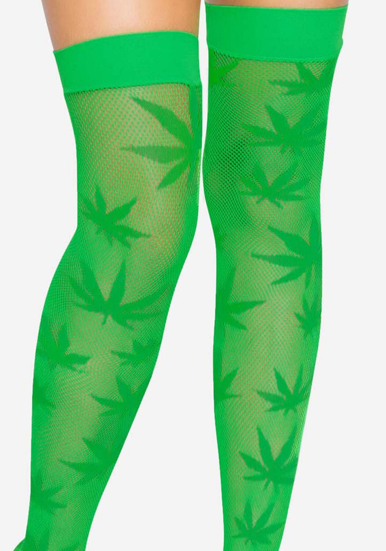 Leg Avenue (США) Панчохи з малюнком Leg Avenue 420 Net thigh highs Green