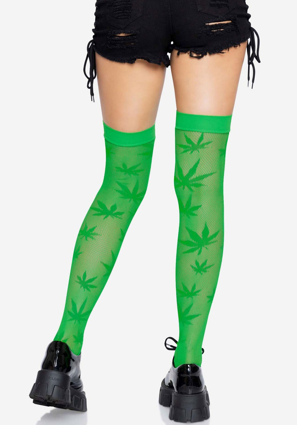 Leg Avenue (США) Панчохи з малюнком Leg Avenue 420 Net thigh highs Green