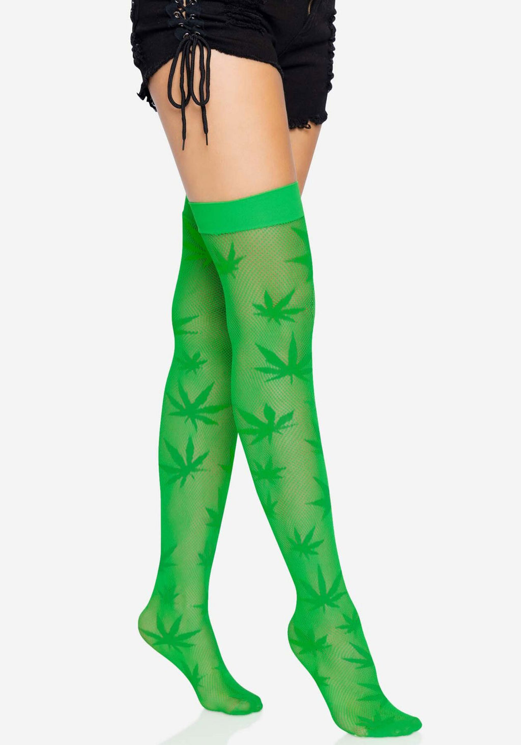 Leg Avenue (США) Панчохи з малюнком Leg Avenue 420 Net thigh highs Green