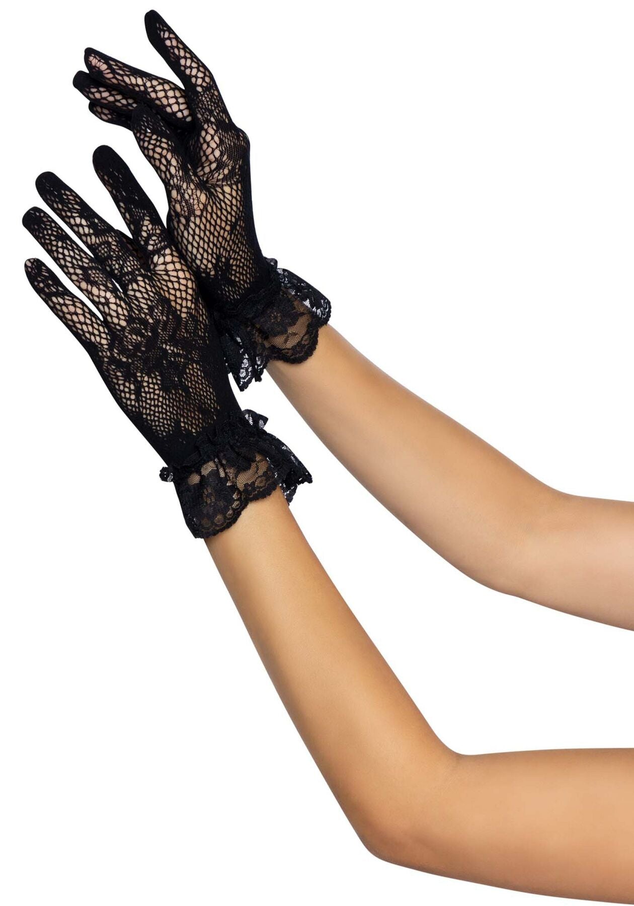 Leg Avenue (США) Короткі рукавички Leg Avenue Floral lace wristlength gloves Black