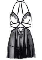 Сорочка бебі-дол з відкритими чашками Leg Avenue Lace and mesh babydoll & panty, стрінги