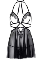Сорочка бебі-дол з відкритими чашками Leg Avenue Lace and mesh babydoll & panty 