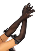 Leg Avenue (США) Довгі рукавички з бантом Leg Avenue Opera length bow top gloves Black, напівпрозорі