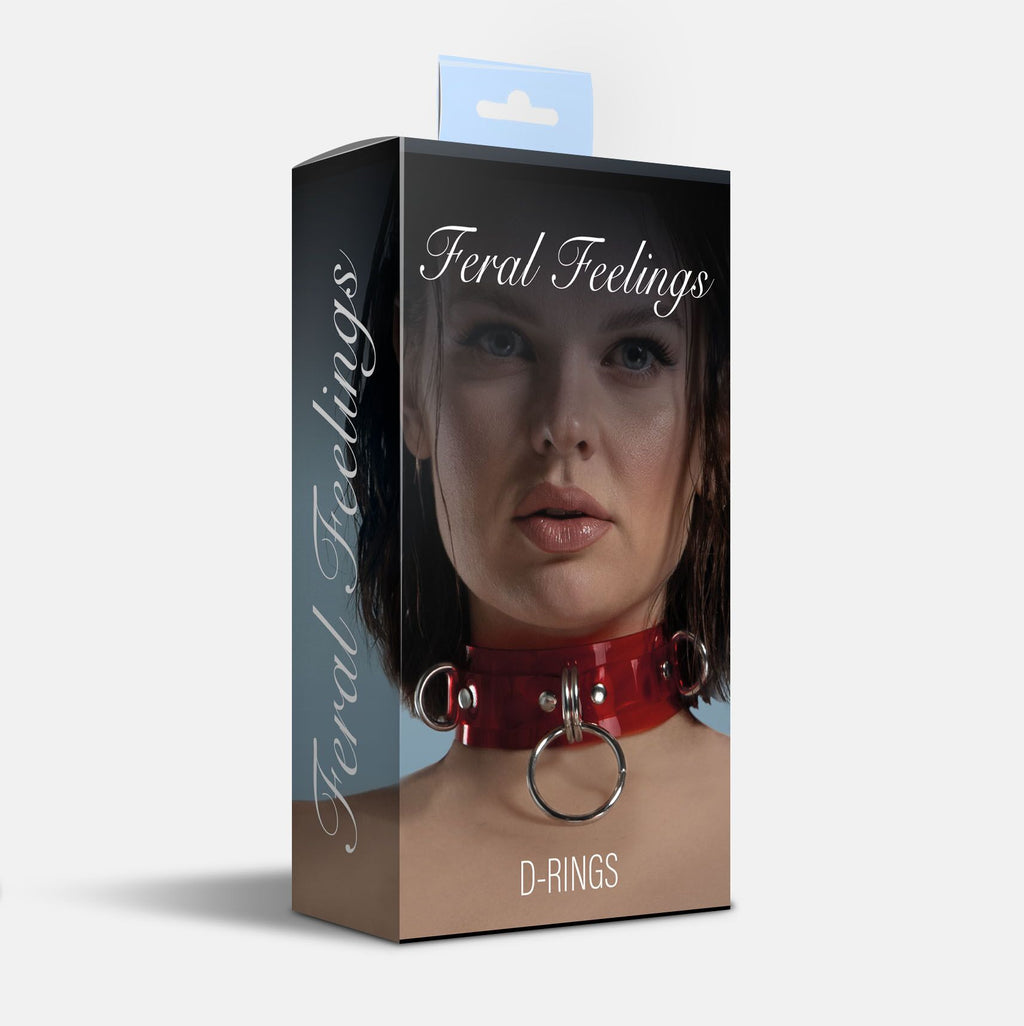 Feral Feelings (Україна) Нашийник для фіксації Feral Feelings - D-Rings Red Trasparent