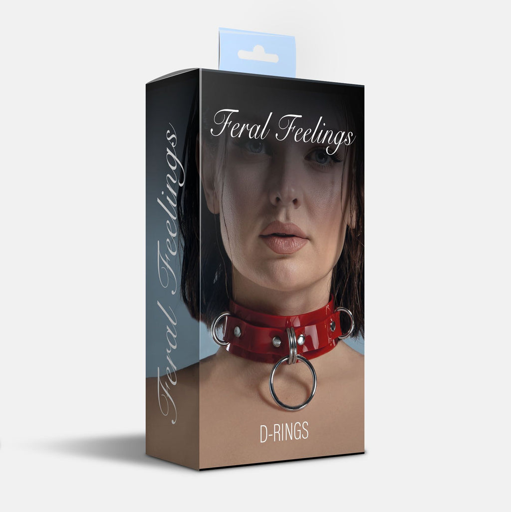 Feral Feelings (Україна) Нашийник для фіксації Feral Feelings - D-Rings Red