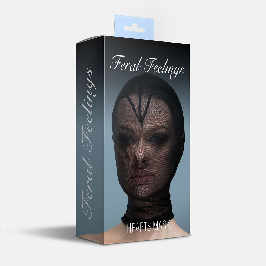 Feral Feelings (Україна) Маска серце сітка із повністю закритим обличчям Feral Feelings - Hearts Mask Black/Black
