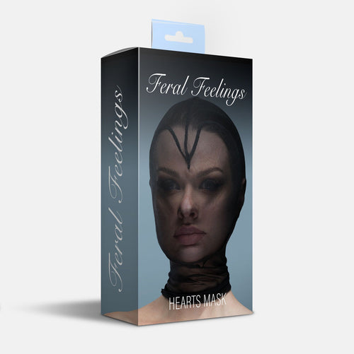Feral Feelings (Україна) Маска серце сітка із повністю закритим обличчям Feral Feelings - Hearts Mask Black/Black