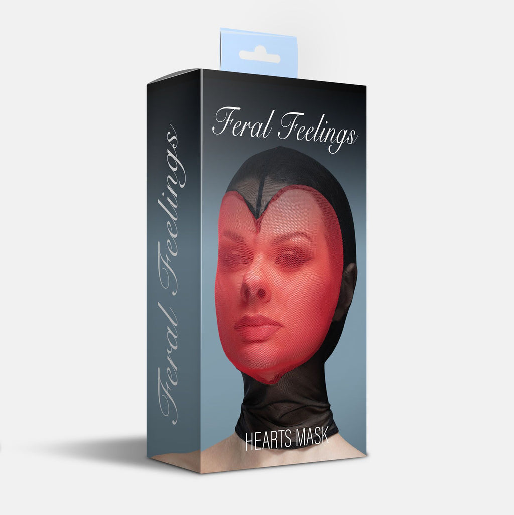 Feral Feelings (Україна) Маска серце сітка із повністю закритим обличчям Feral Feelings - Hearts Mask Black/Red