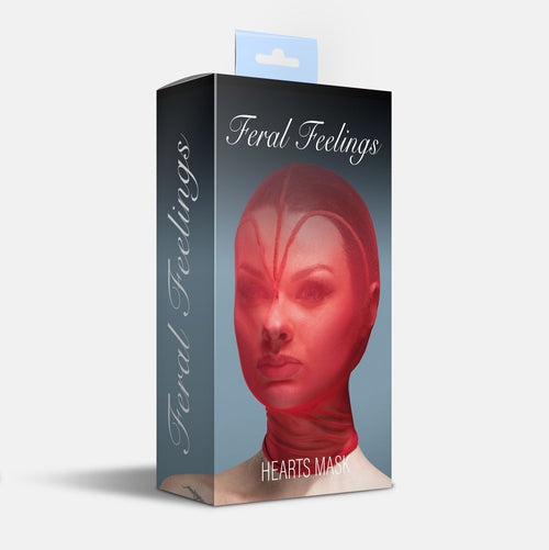 Feral Feelings (Україна) Маска серце сітка із повністю закритим обличчям Feral Feelings - Hearts Mask Red/Red