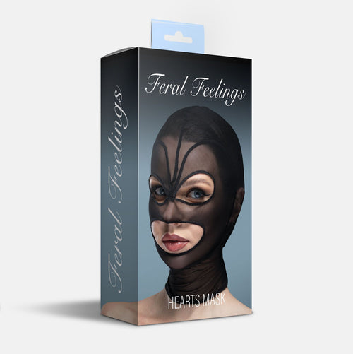 Feral Feelings (Україна) Маска серце сітка з відкритим ротом та очима Feral Feelings - Hearts Mask Black/Black