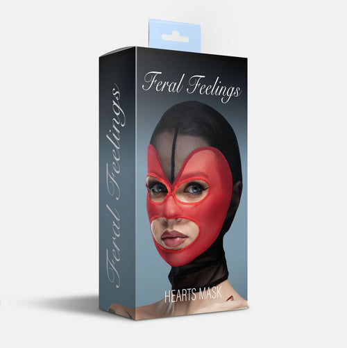 Feral Feelings (Україна) Маска серце сітка з відкритим ротом та очима Feral Feelings - Hearts Mask Black/Red