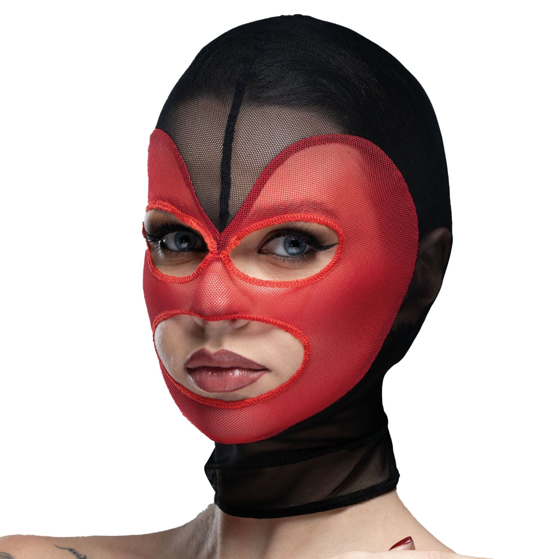 Feral Feelings (Україна) Маска серце сітка з відкритим ротом та очима Feral Feelings - Hearts Mask Black/Red