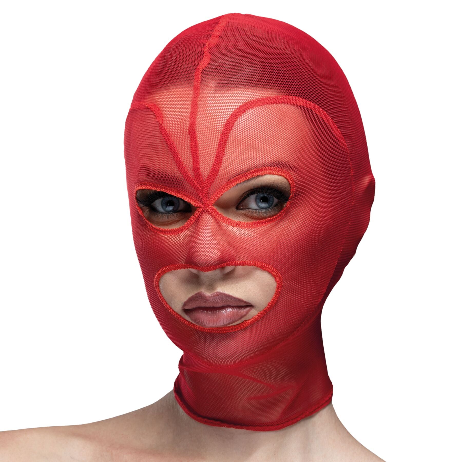Feral Feelings (Україна) Маска серце сітка з відкритим ротом та очима Feral Feelings - Hearts Mask Red/Red