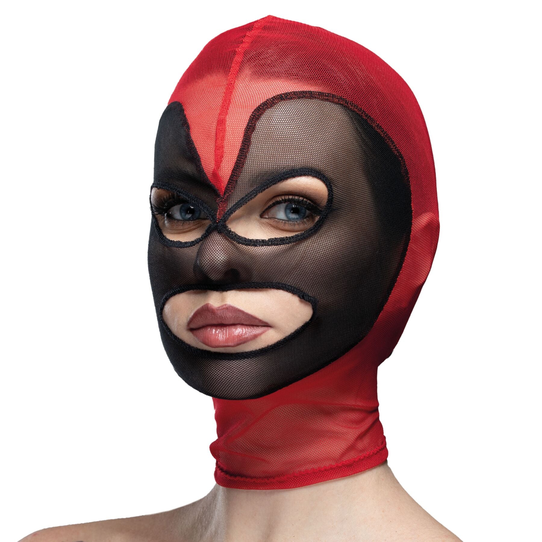 Feral Feelings (Україна) Маска серце сітка з відкритим ротом та очима Feral Feelings - Hearts Mask Red/Black
