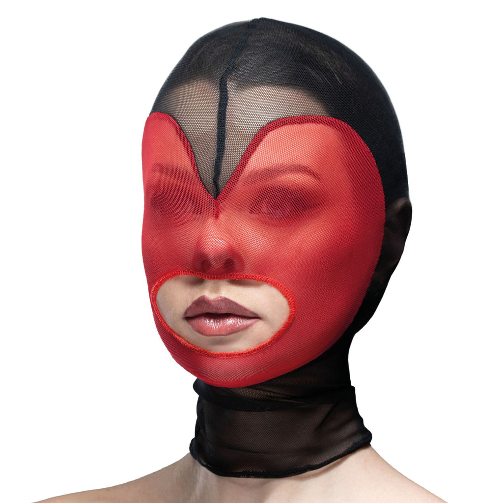 Feral Feelings (Україна) Маска серце сітка з відкритим ротом Feral Feelings - Hearts Mask Black/Red
