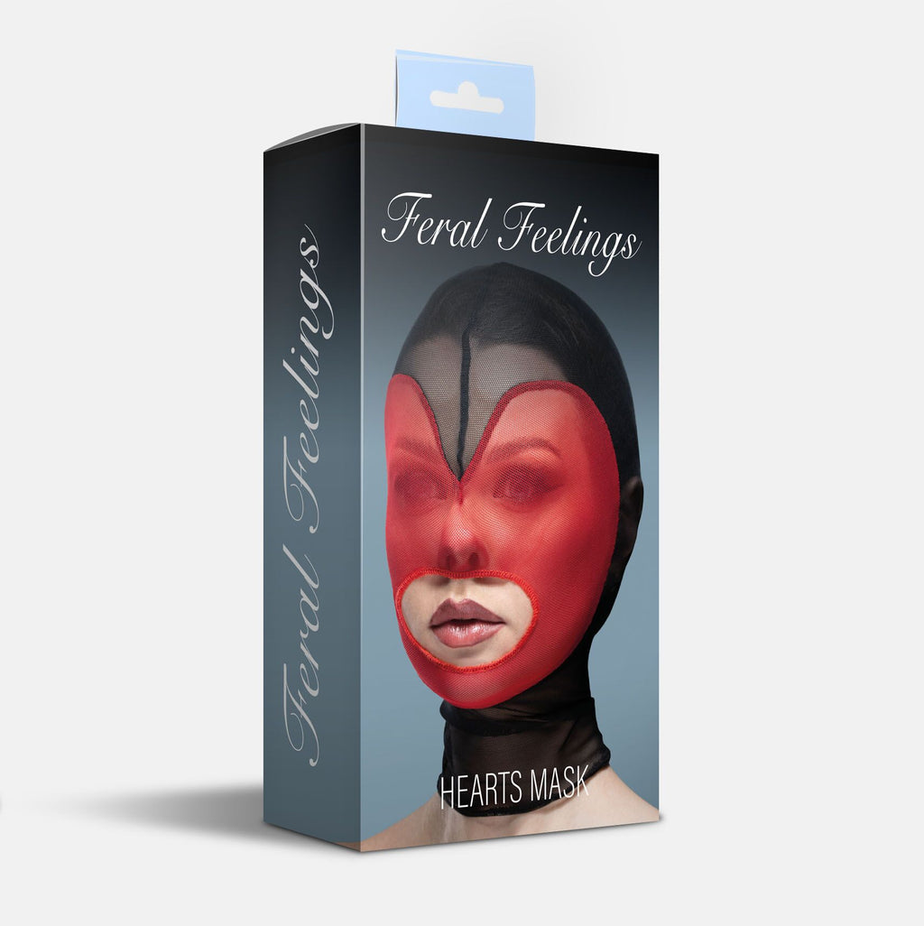 Feral Feelings (Україна) Маска серце сітка з відкритим ротом Feral Feelings - Hearts Mask Black/Red