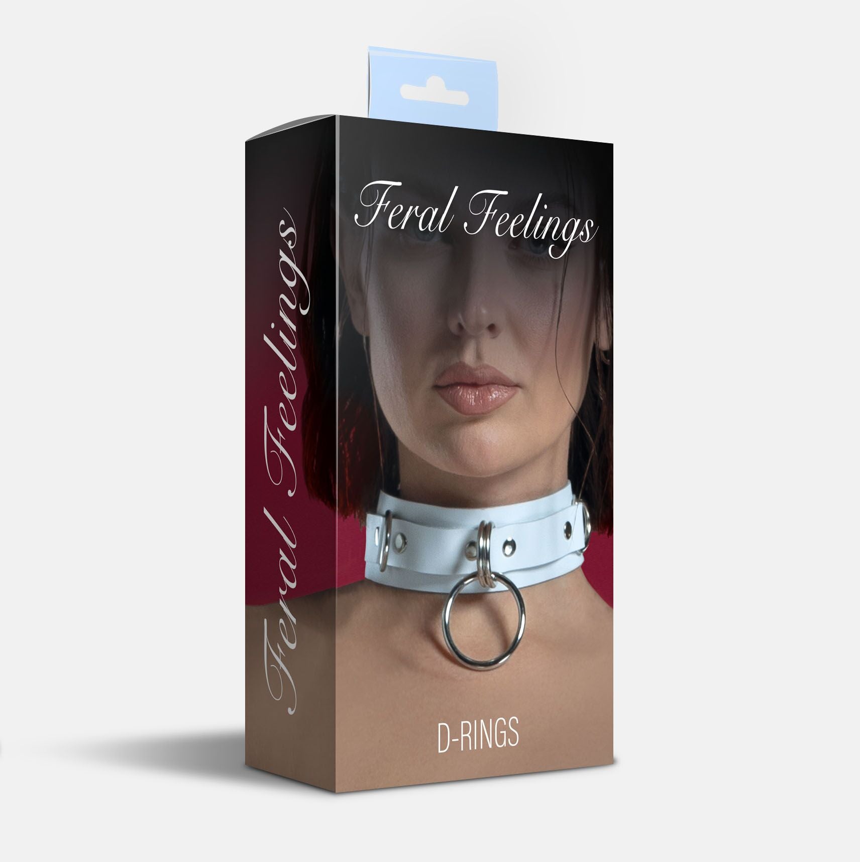 Feral Feelings (Україна) Нашийник для фіксації з натуральної шкіри Feral Feelings - D-Rings White
