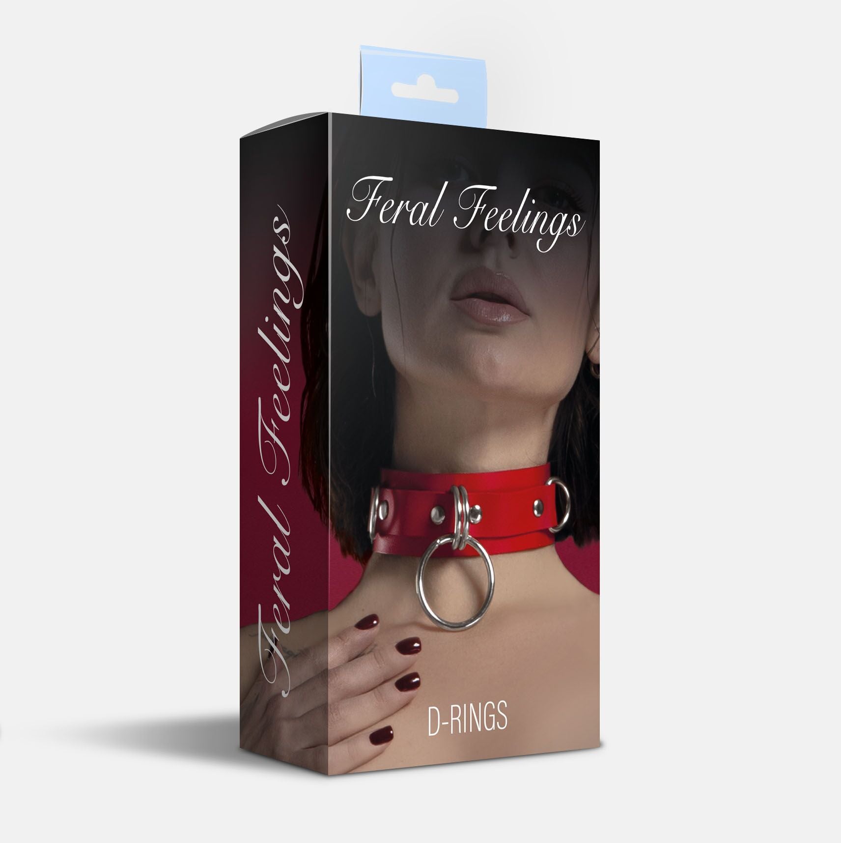 Feral Feelings (Україна) Нашийник для фіксації з натуральної шкіри Feral Feelings - D-Rings Red
