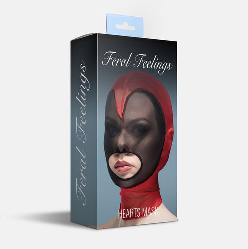 Feral Feelings (Україна) Маска серце сітка з відкритим ротом Feral Feelings - Hearts Mask Red/Black