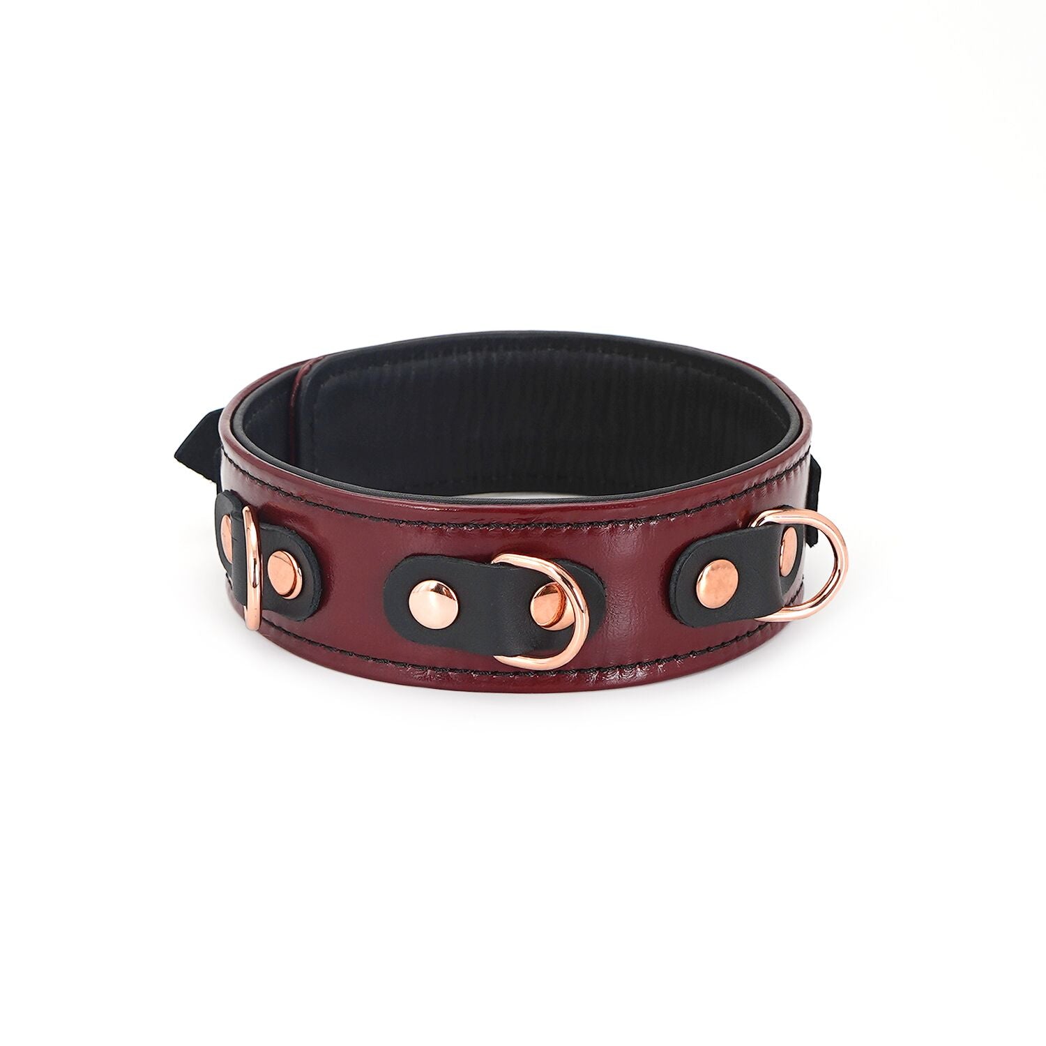Liebe Seele (Японія) Шкіряний нашийник з повідцем Liebe Seele Wine Red Collar and Leash, 3 кільця для кріплення