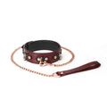 Liebe Seele (Японія) Шкіряний нашийник з повідцем Liebe Seele Wine Red Collar and Leash, 3 кільця для кріплення