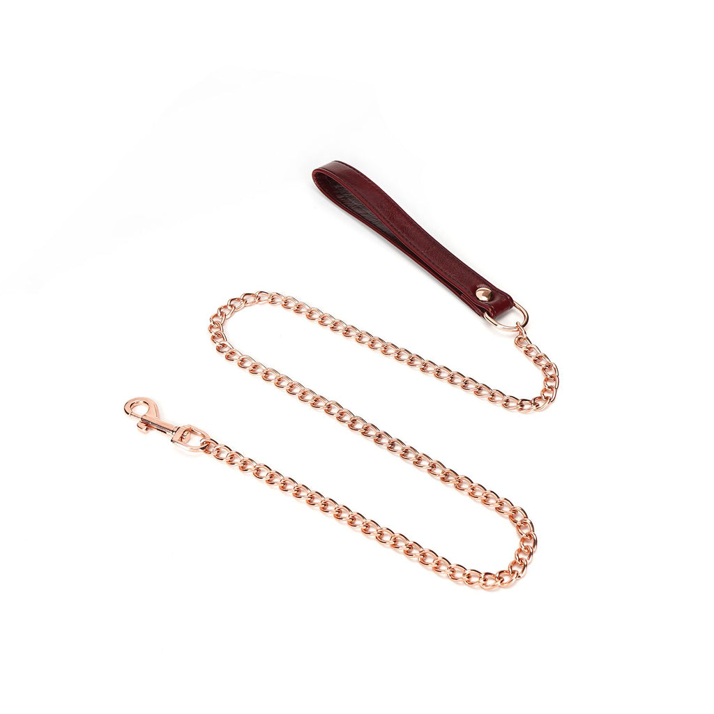 Liebe Seele (Японія) Шкіряний нашийник з повідцем Liebe Seele Wine Red Collar and Leash, 3 кільця для кріплення