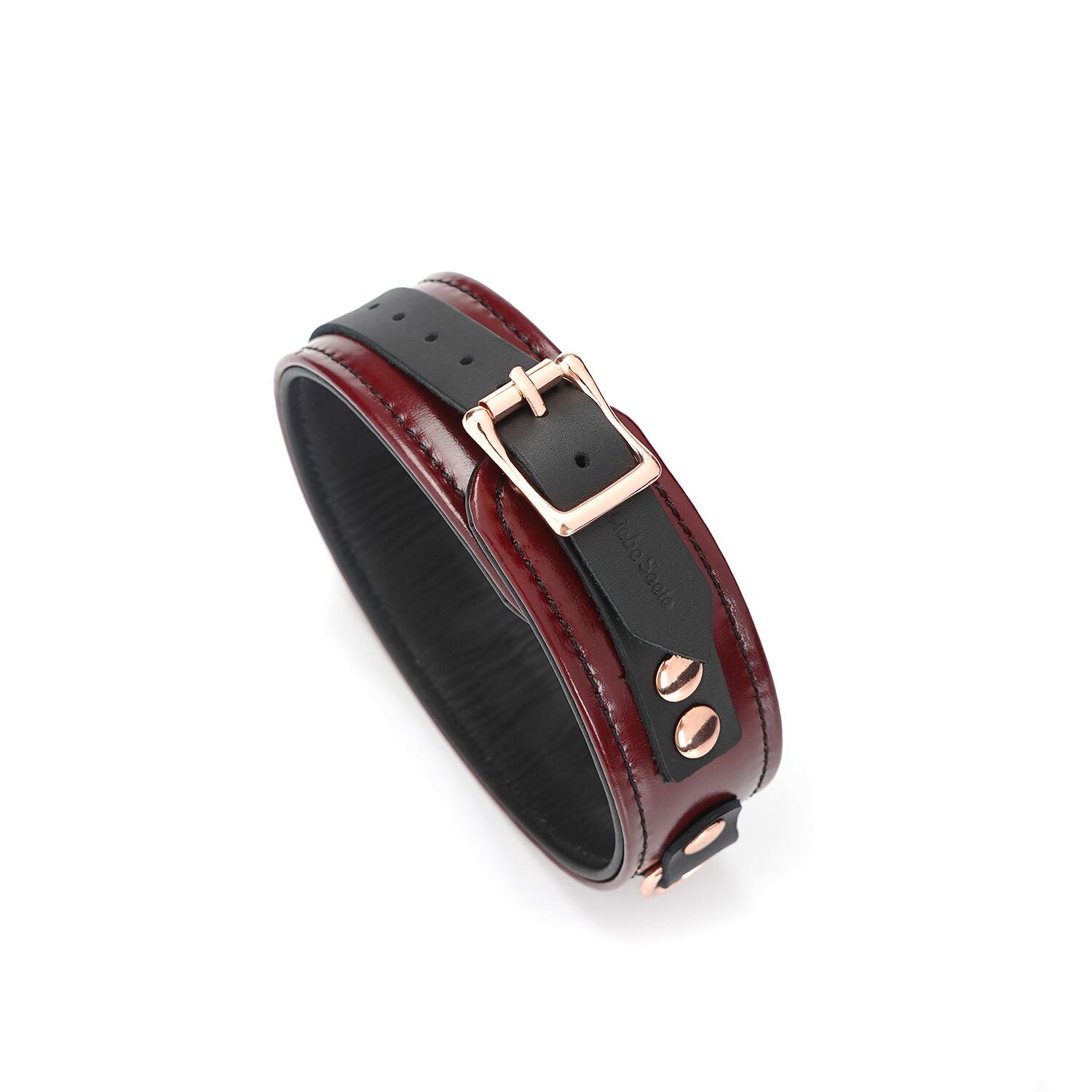 Liebe Seele (Японія) Шкіряний нашийник з повідцем Liebe Seele Wine Red Collar and Leash, 3 кільця для кріплення