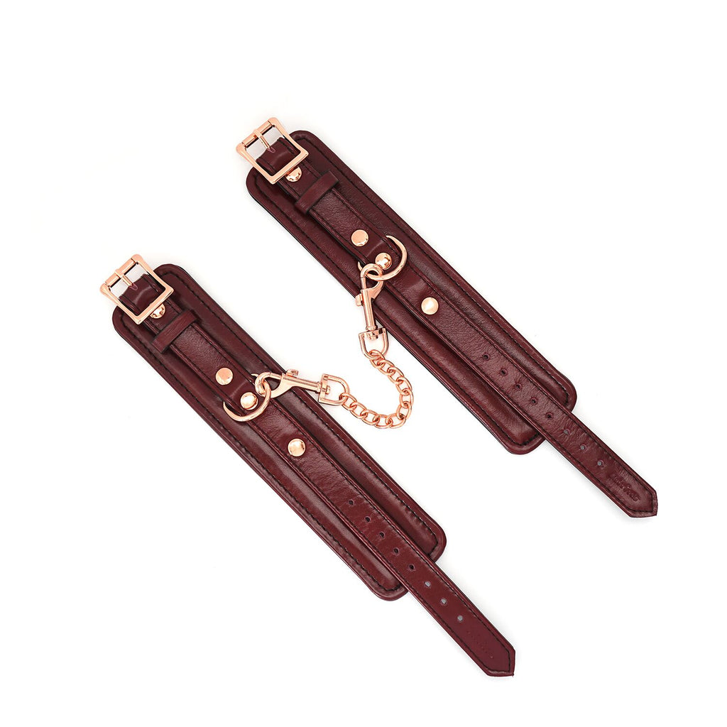 Liebe Seele (Японія) Шкіряні наручники Liebe Seele Wine Red Wrist Cuffs, знімний ланцюжок-кріплення