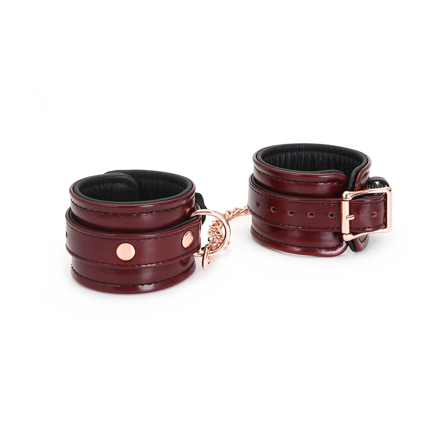 Liebe Seele (Японія) Шкіряні наручники Liebe Seele Wine Red Wrist Cuffs, знімний ланцюжок-кріплення