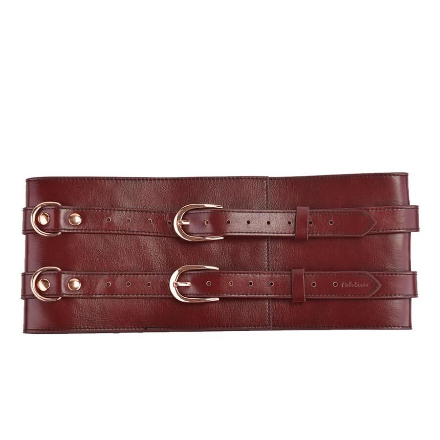 Liebe Seele (Японія) Шкіряний пояс для бондажу Liebe Seele Wine Red Waist Cuff, S Size