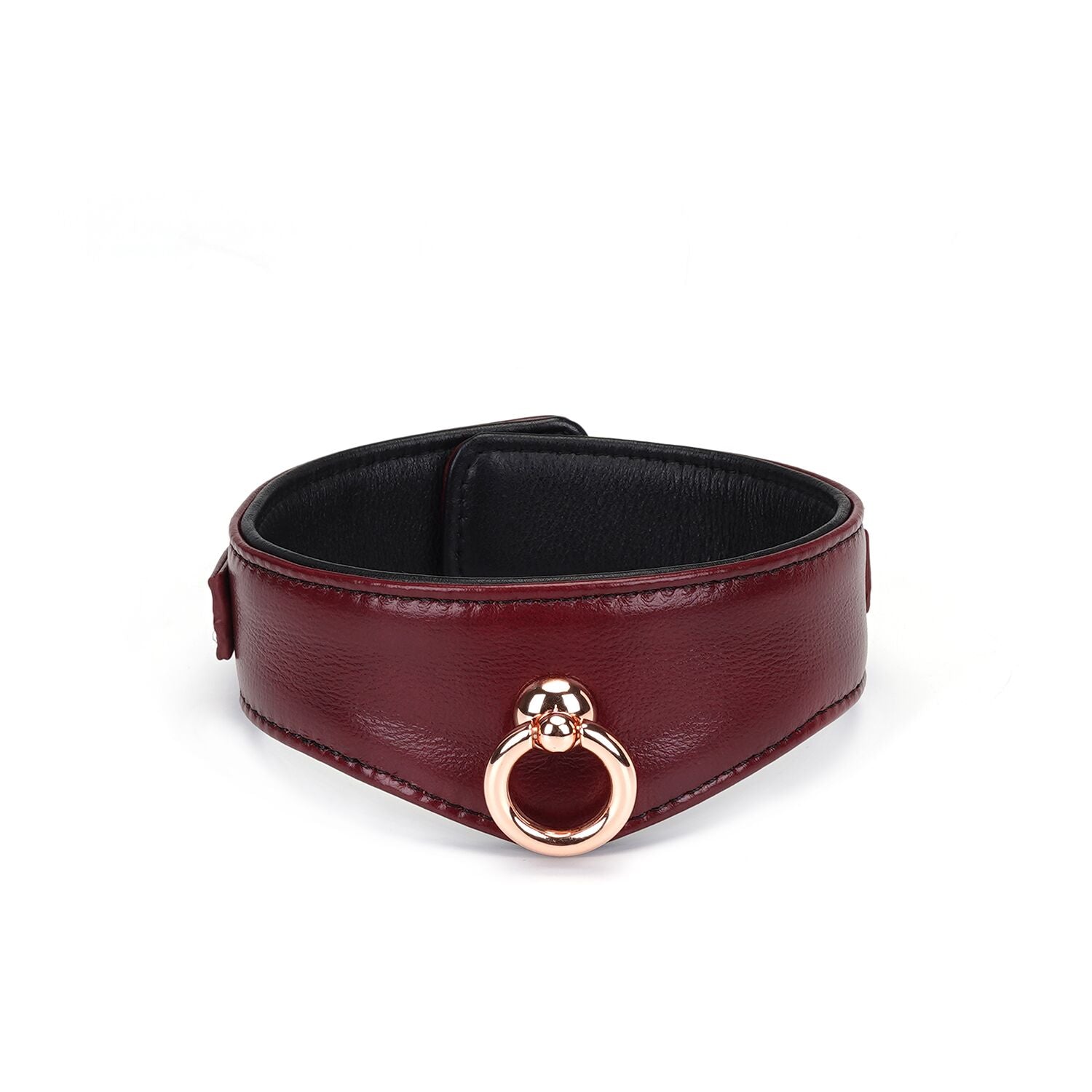 Liebe Seele (Японія) Шкіряний нашийник з повідцем Liebe Seele Wine Red Curved Collar, замок-сердечко