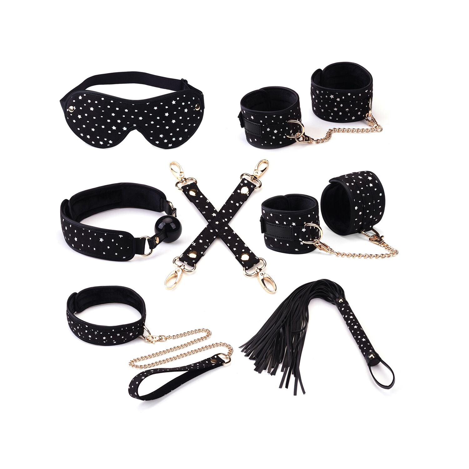 Liebe Seele (Японія) Набір Liebe Seele Stary Nights 7pcs Bondage Kit, фіксатори, нашийник з повідцем, кляп, флогер, маска