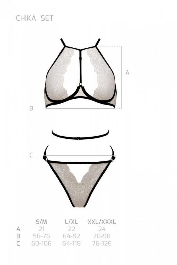 Passion (Польща) Комплект білизни Passion CHIKA SET, S/M, cream, топ, трусики