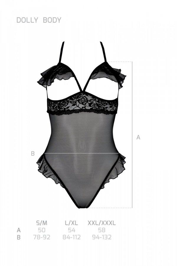 Passion (Польща) Еротичне боді Passion DOLLY BODY, S/M, black, з відкритими чашками
