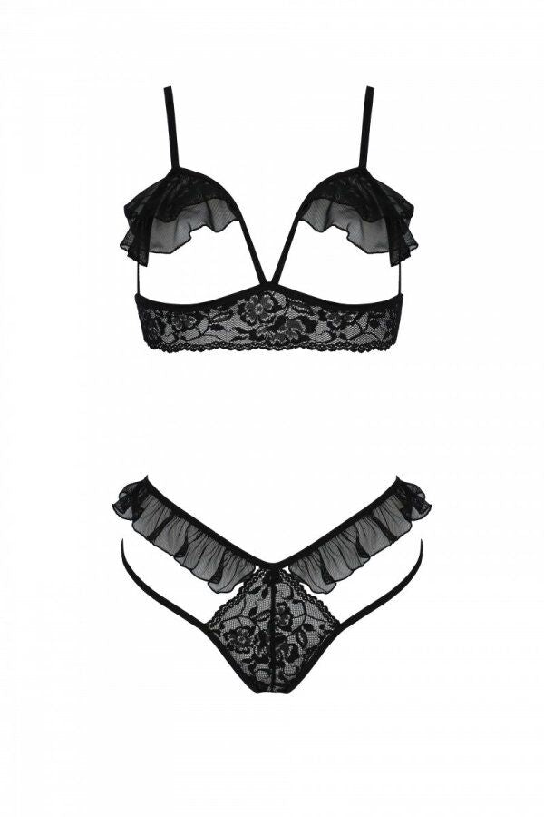 Passion (Польща) Еротичний комплект Passion DOLLY SET, S/M, black, з відкритими чашками