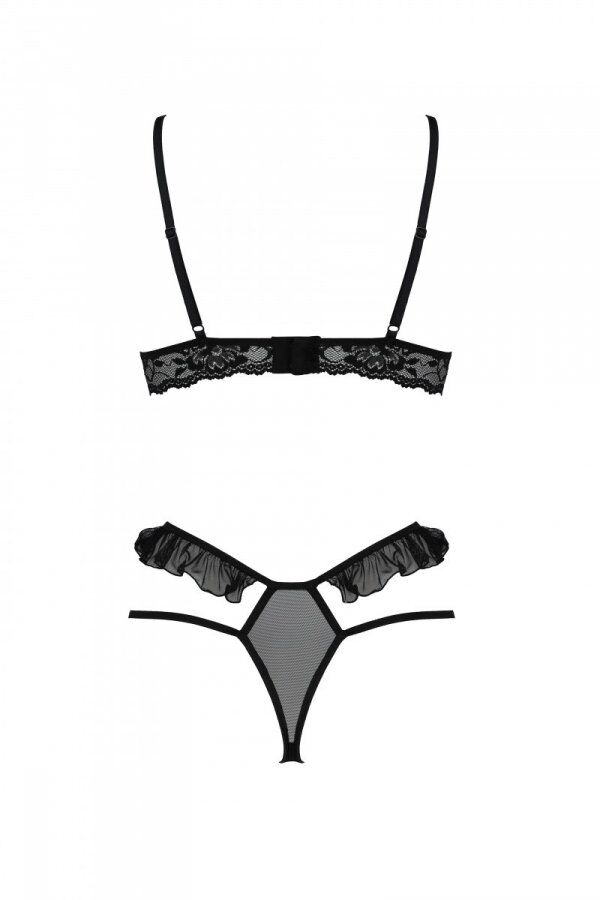 Passion (Польща) Еротичний комплект Passion DOLLY SET, XXL/XXXL, black, з відкритими чашками