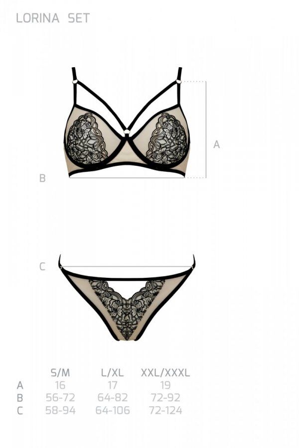 Passion (Польща) Комплект Passion LORINA SET, XXL/XXXL, beige, бюстгальтер та трусики