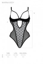 Еротичне боді Passion MARINA BODY, L/XL, black, з відкритими чашками