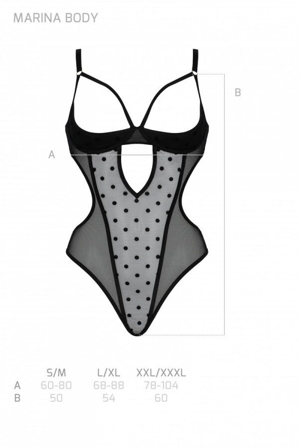 Passion (Польща) Еротичне боді Passion MARINA BODY, S/M, black, з відкритими чашками