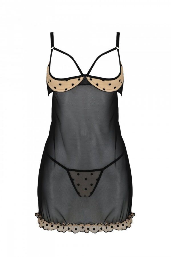 Passion (Польща) Еротичний пеньюар Passion MARINA CHEMISE, L/XL, beige