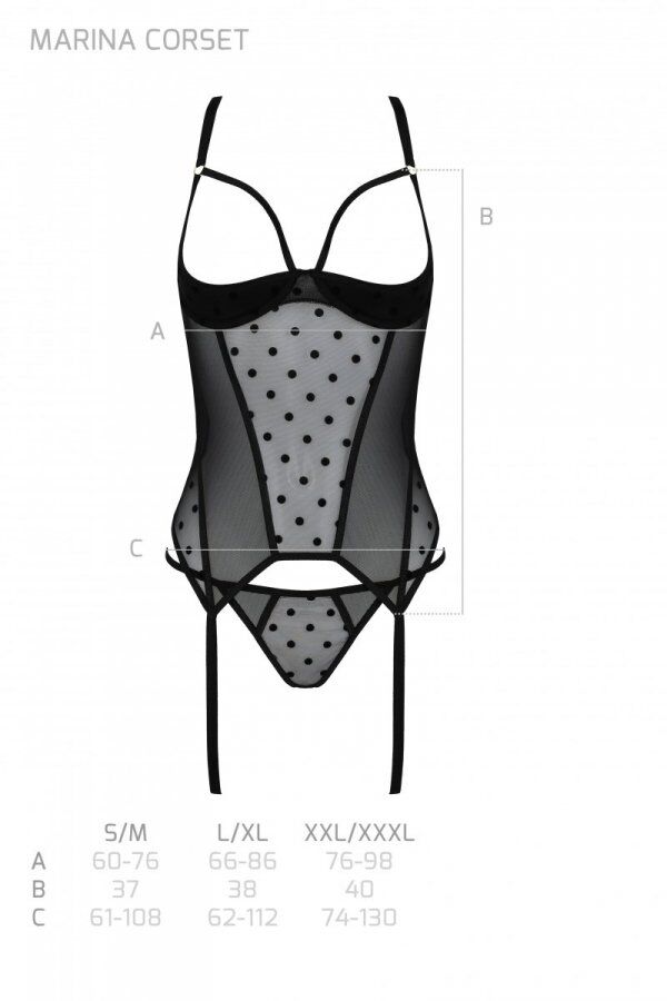Passion (Польща) Корсет Passion MARINA CORSET, L/XL, black, з відкритими чашками