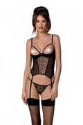Passion (Польща) Корсет Passion MARINA CORSET, L/XL, black, з відкритими чашками