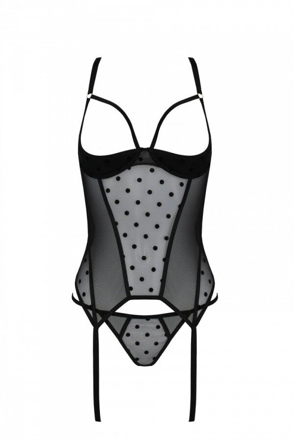Passion (Польща) Корсет Passion MARINA CORSET, S/M, black, з відкритими чашками