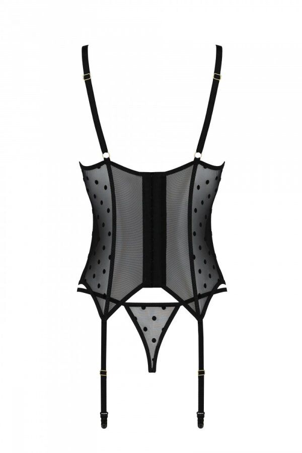 Passion (Польща) Корсет Passion MARINA CORSET, S/M, black, з відкритими чашками