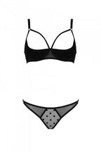Еротичний комплект Passion MARINA SET WITH OPEN BRA, S/M, black, відкриті чашки
