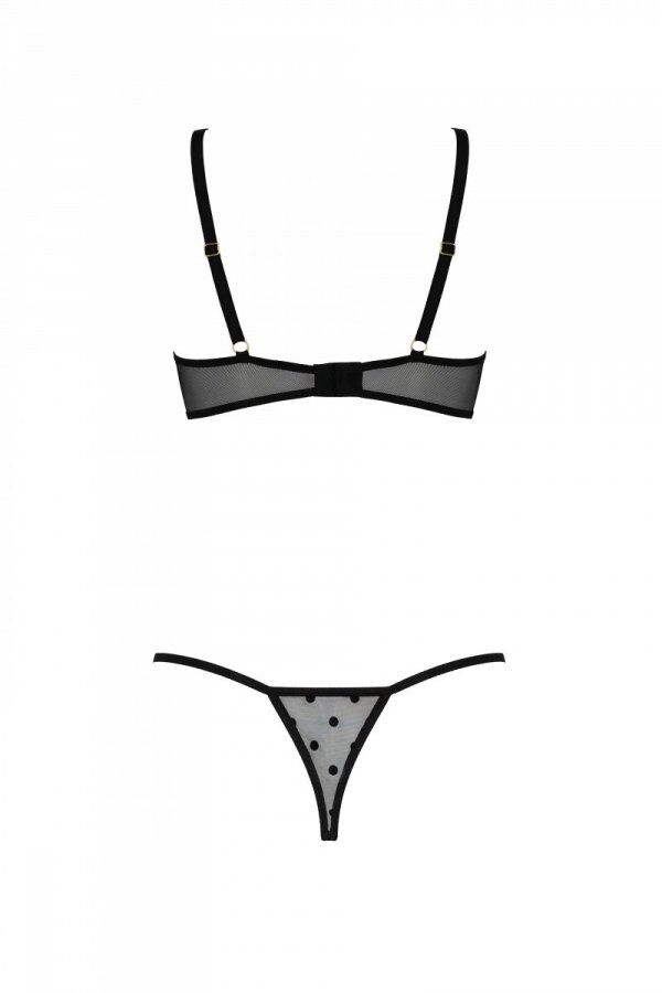 Passion (Польща) Еротичний комплект Passion MARINA SET WITH OPEN BRA, S/M, black, відкриті чашки
