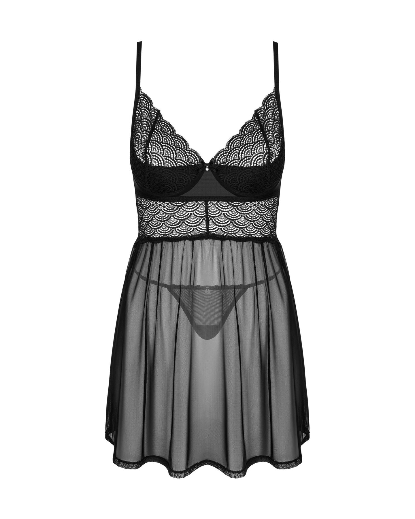 Obsessive (Польща) Еротичний комплект Obsessive Chemeris babydoll & thong XS/S, пеньюар та стрінги