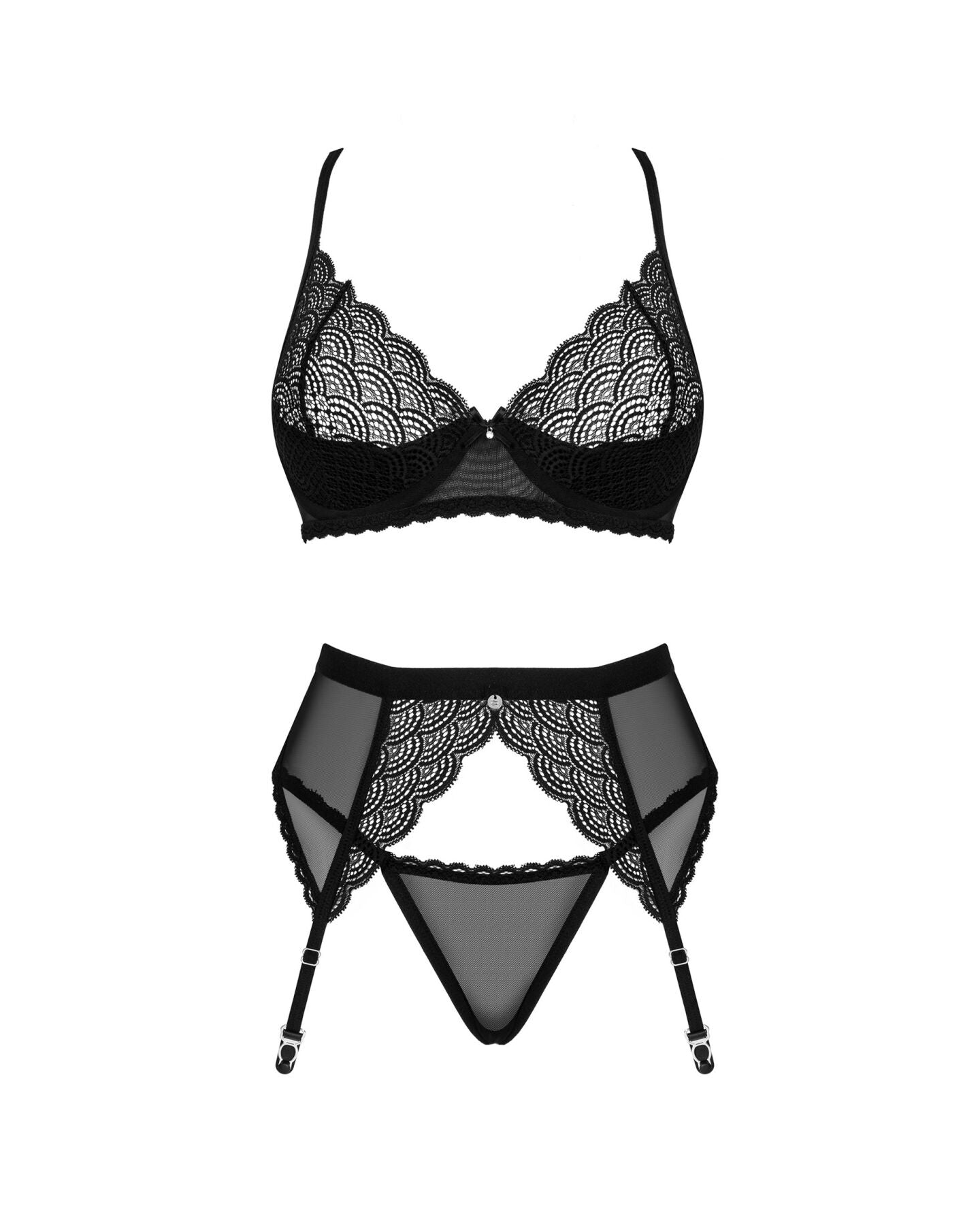 Obsessive (Польща) Комплект Obsessive Chemeris 3-pcs set M/L, стрінги, пояс для панчіх, бюстгальтер