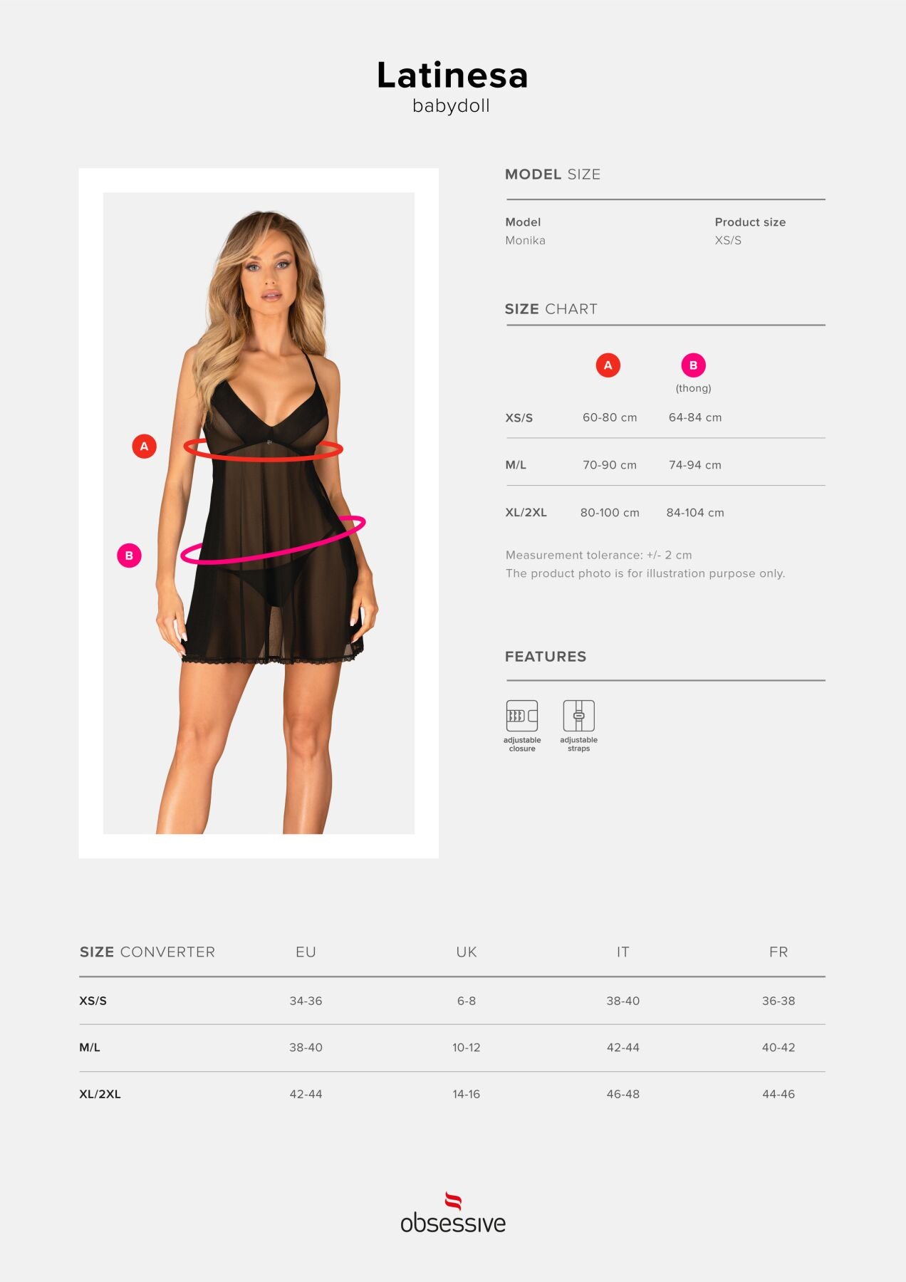 Obsessive (Польща) Пеньюар та трусики Obsessive Latinesa babydoll & thong M/L